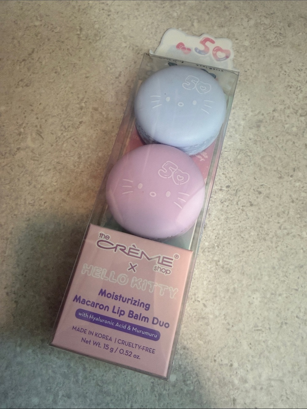 The Crème Shop x Hello Kitty Moisturizing Macaron Lip Balm Duo - Pink & Lilac